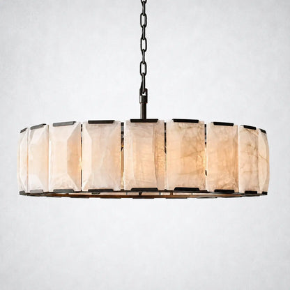 Ellington Alabaster Round Chandelier 43’’ - Matte Black - Chandelier