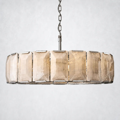 Ellington Alabaster Round Chandelier 43’’ - Polished Nickel - Chandelier