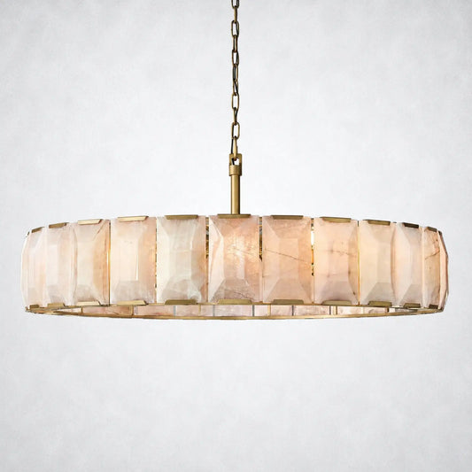 Ellington Alabaster Round Chandelier 60’’ - Lacquered Brass - Chandelier