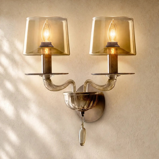 Giulien Amber Glass Double Sconce