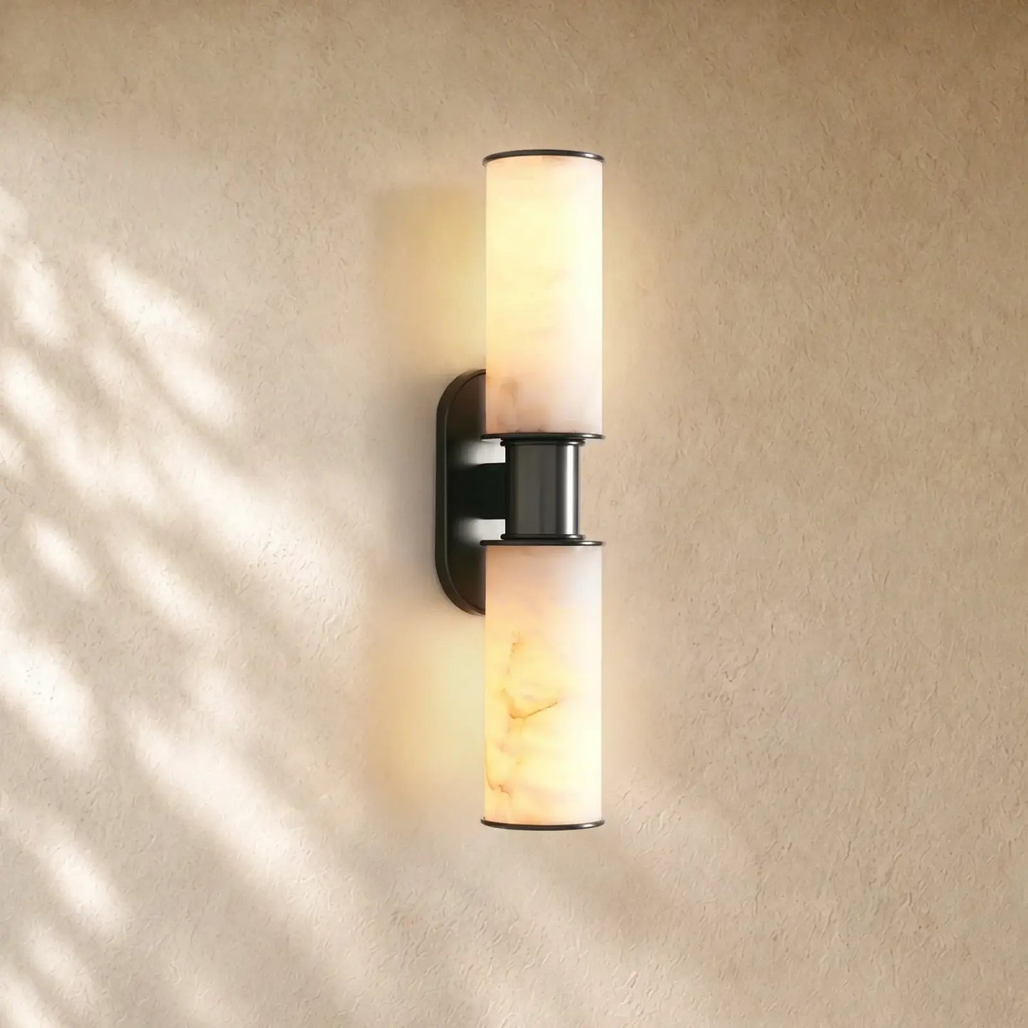 Harlins Alabaster 2-Light Wall Sconce - Black