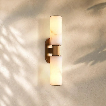 Harlins Alabaster 2-Light Wall Sconce - Brass