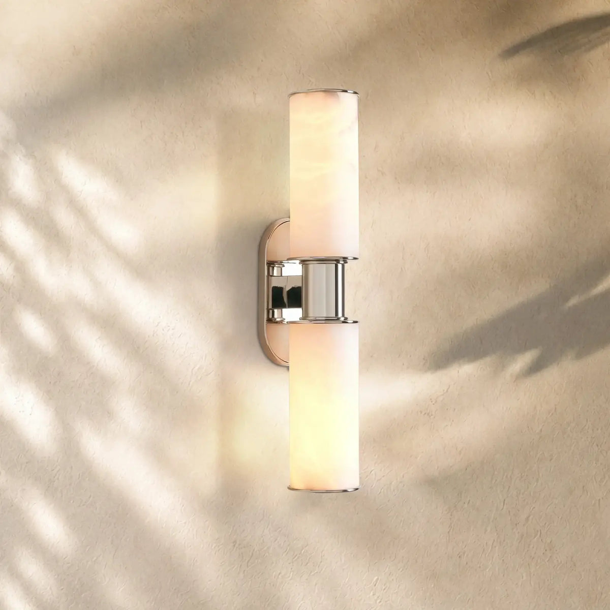 Harlins Alabaster 2-Light Wall Sconce - Nickel
