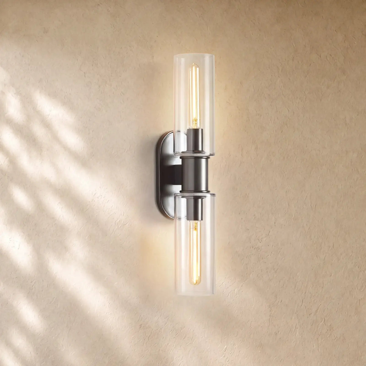 Harlins Clear Glass 2-Light Wall Sconce - Black