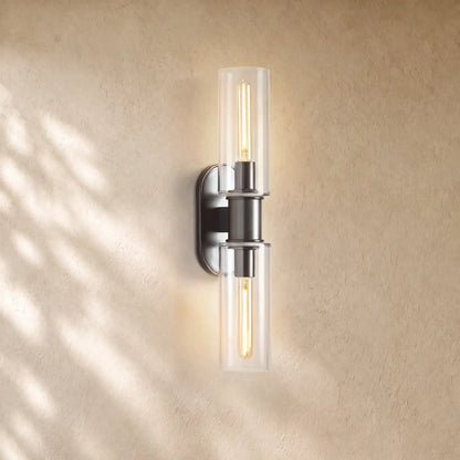 Harlins Clear Glass 2-Light Wall Sconce - Black