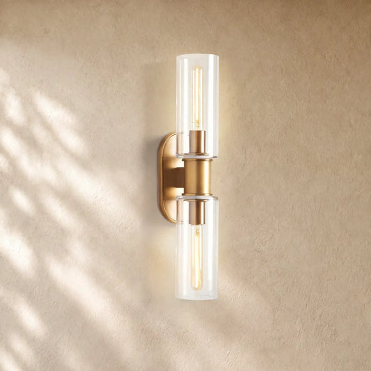 Harlins Clear Glass 2-Light Wall Sconce - Brass