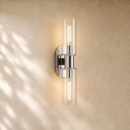 Harlins Clear Glass 2-Light Wall Sconce - Nickel