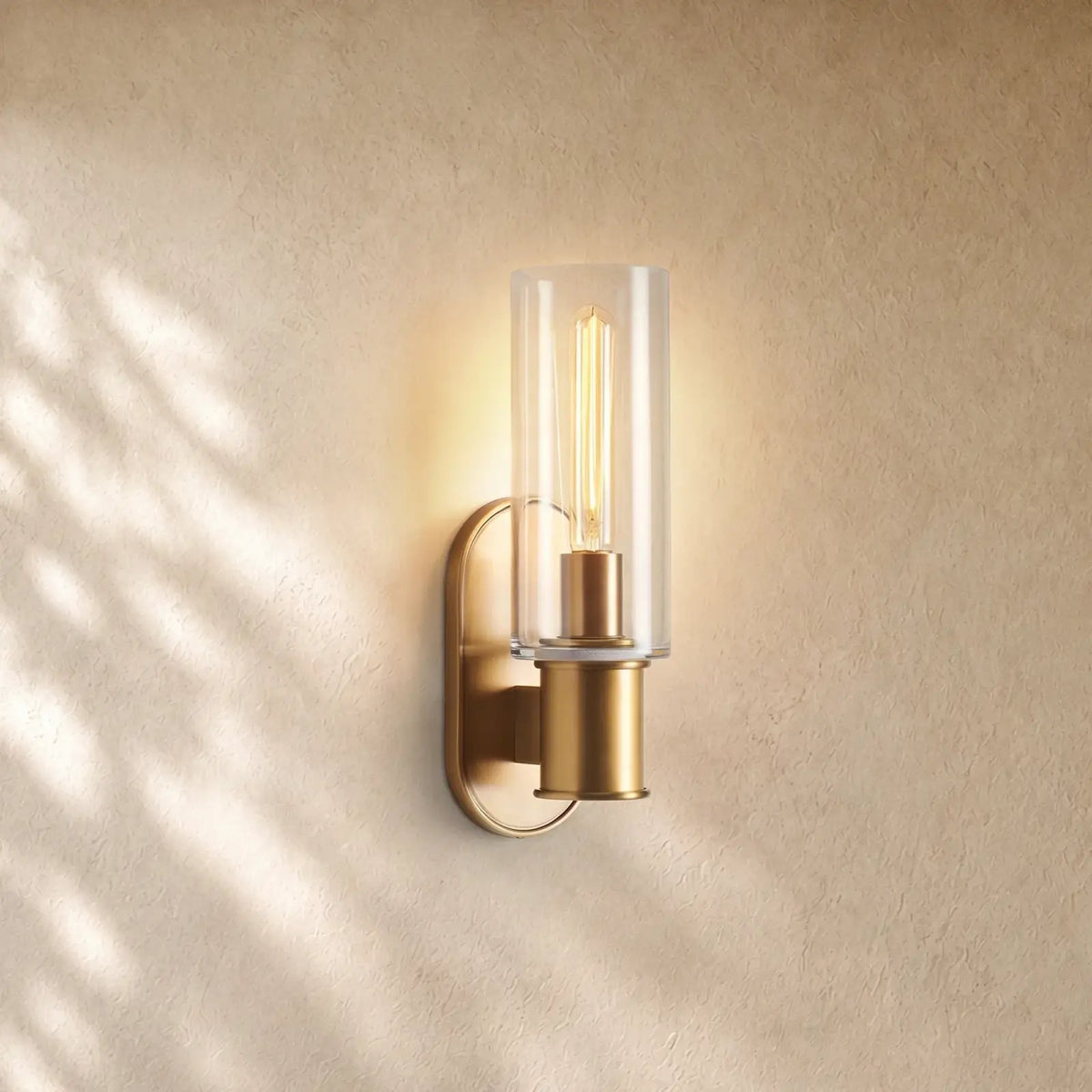 Harlins Clear Glass Wall Sconce - Brass