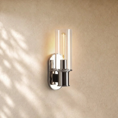 Harlins Clear Glass Wall Sconce - Nickel