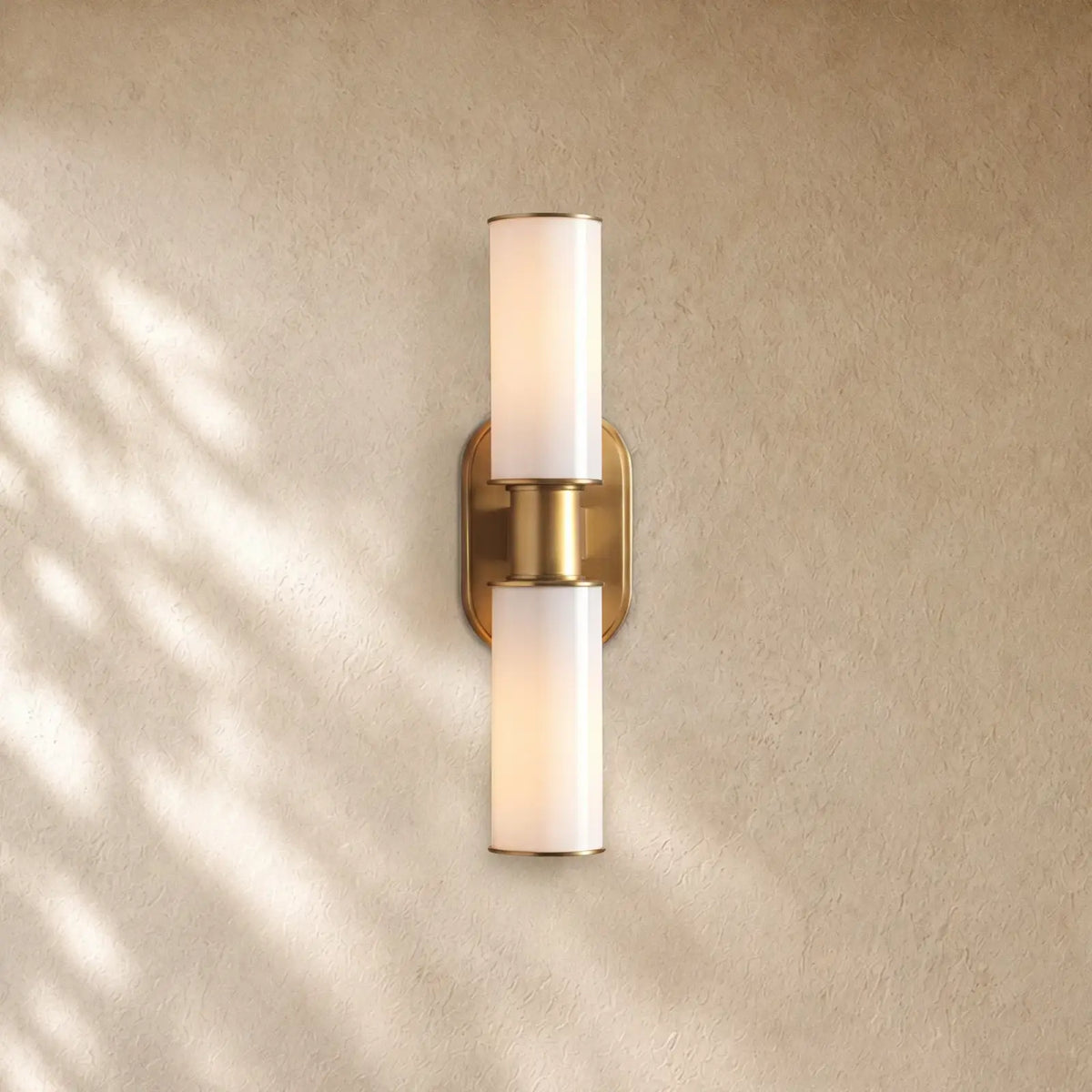 Harlins Modern Milk Glass 2-Light Wall Sconce - Brass