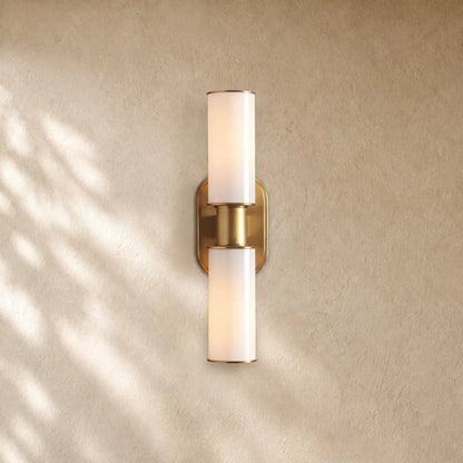 Harlins Modern Milk Glass 2-Light Wall Sconce - Brass