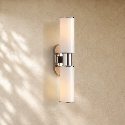 Harlins Modern Milk Glass 2-Light Wall Sconce - Nickel