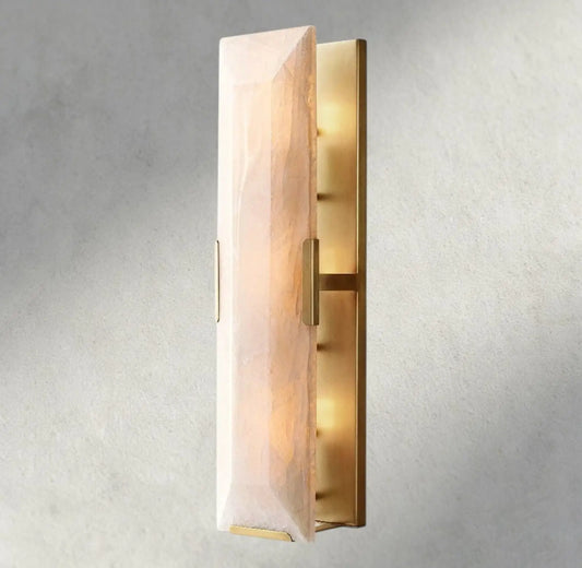 Hartley Alabaster Linear Sconce - Brass - wall sconce