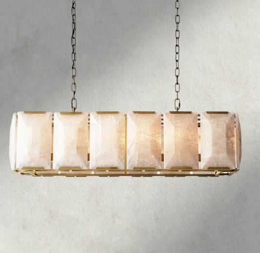 Hartley Alabaster Rectangular Chandelier 42’’ 54’’ 62’’ 74’’ - 42’’ / Brass - chandelier