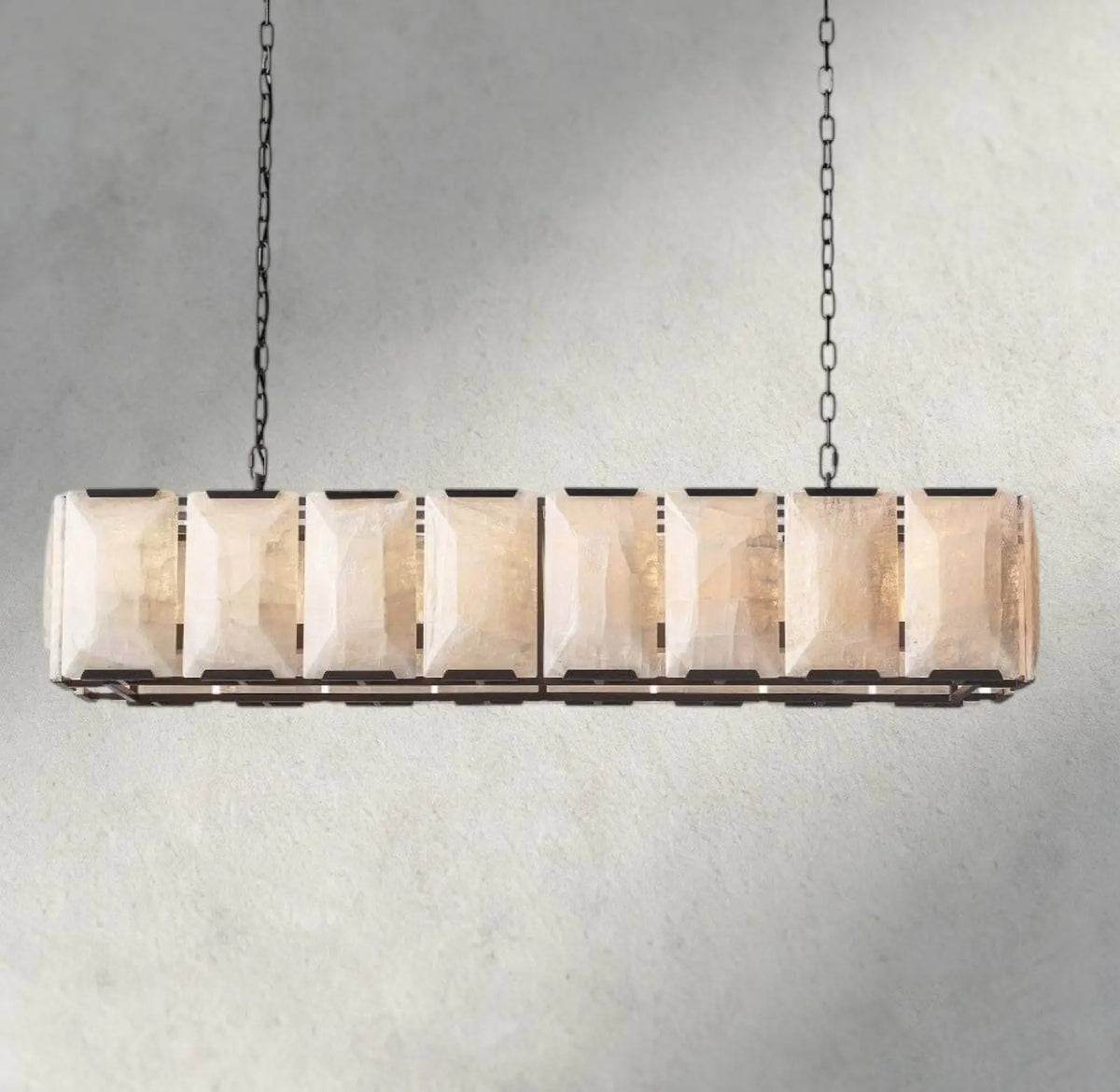 Hartley Alabaster Rectangular Chandelier 42’’ 54’’ 62’’ 74’’ - 54’’ / Bronze - chandelier