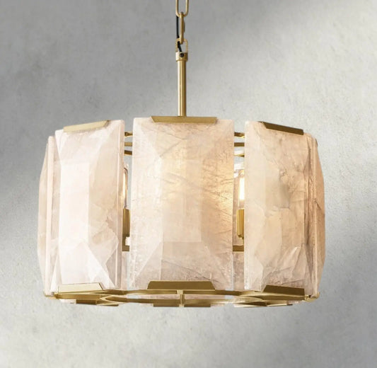 Hartley Alabaster Round Chandelier 19’’ 31’’ 43’’ 60’’ - 19’’ / Brass - chandelier