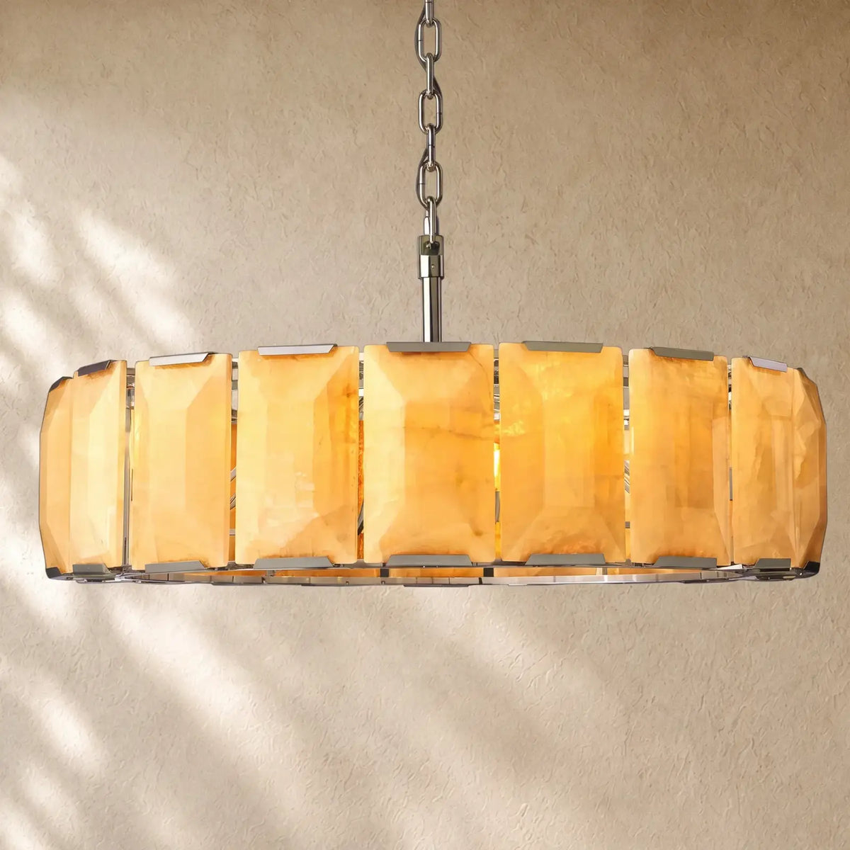Hartley Alabaster Round Alabaster Chandelier - Polishes Steel / 43’’