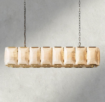 Hartley Alabaster Rectangular Chandelier 42’’ 54’’ 62’’ 74’’ - 54’’ / Brass - chandelier