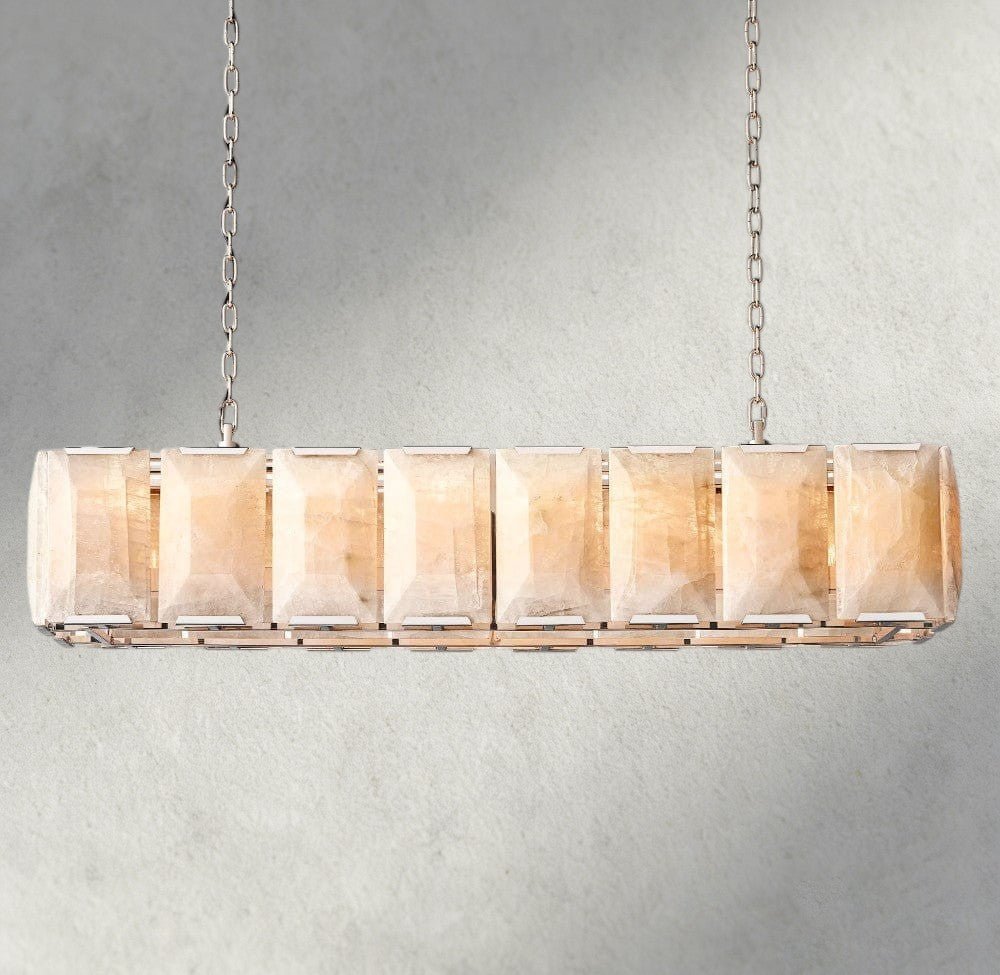 Hartley Alabaster Rectangular Chandelier 42’’ 54’’ 62’’ 74’’ - 54’’ / Nickle - chandelier
