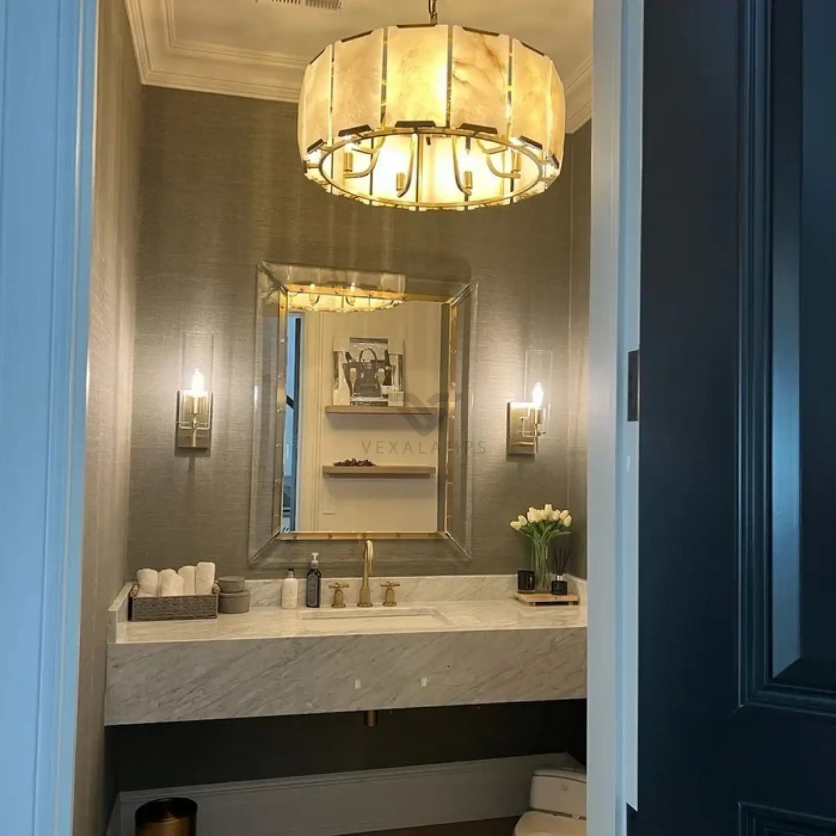 Hartley Calcite Round Alabaster Chandelier