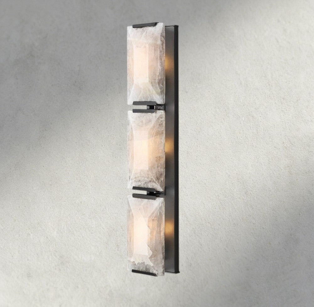 Hartley Alabaster Triple Sconce - Bronze - wall sconce