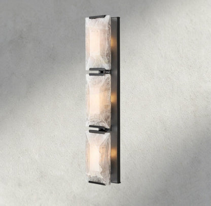 Hartley Alabaster Triple Sconce - Bronze - wall sconce