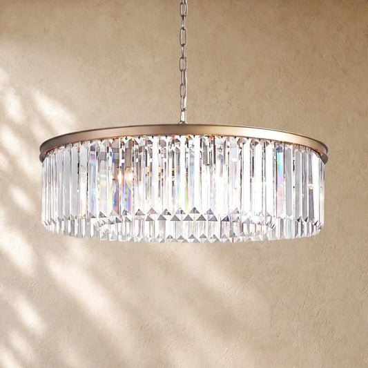 Leylend Crystal Round Chandelier - Brass