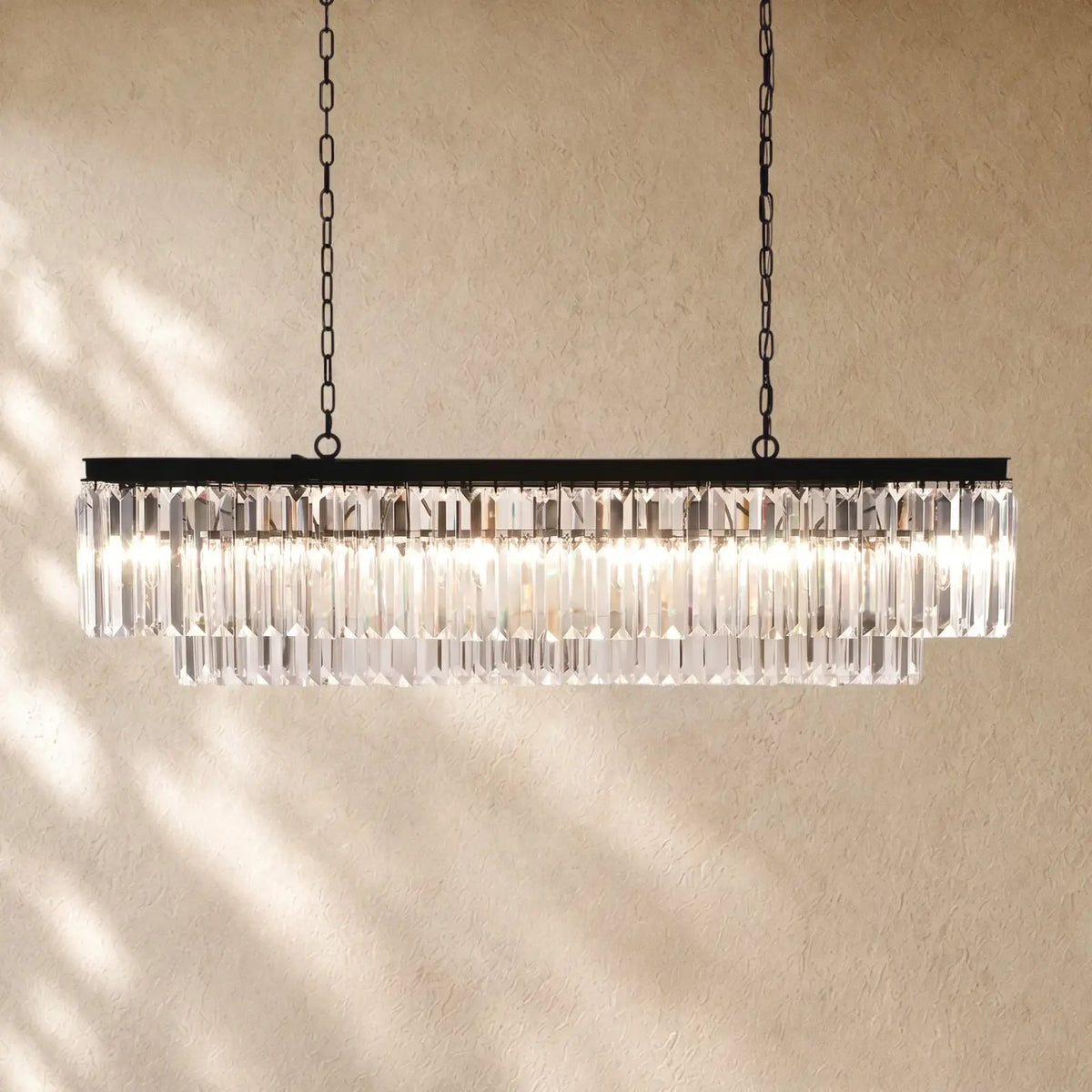 Leylend Tiered Rectangular Chandelier - Black