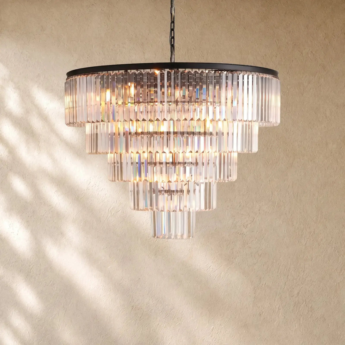 Leylend Tiered Round Chandelier - 5-Tier 48’’ W / Black