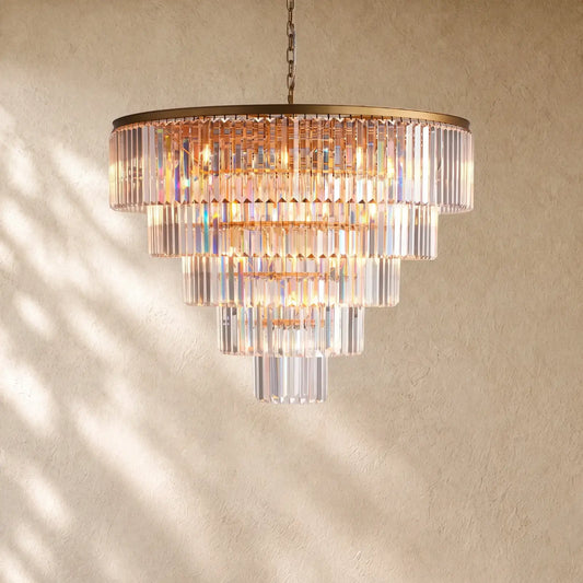 Leylend Tiered Round Chandelier - 5-Tier 48’’ W / Brass