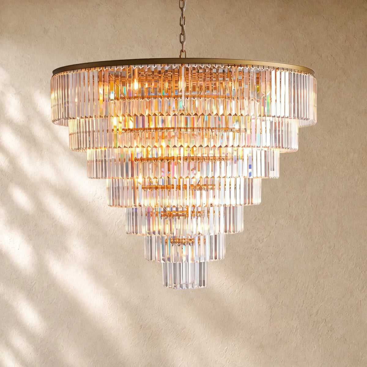 Leylend Tiered Round Chandelier - 7-Tier 60’’ W / Brass