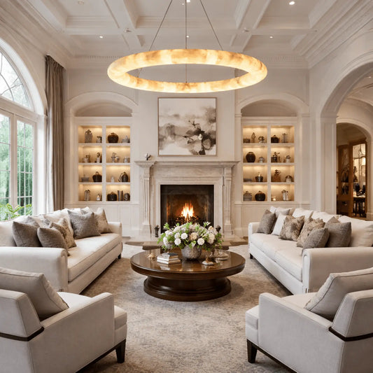 Livage Lisse Round Chandelier with Alabaster Shade - vexalamps