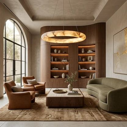 Livage Lisse Round Chandelier with Alabaster Shade