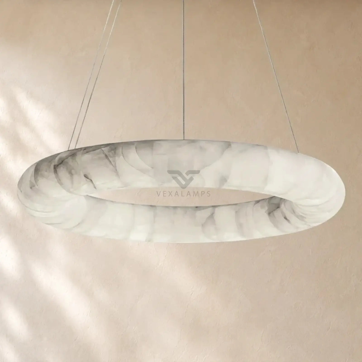 Livage Lisse Round Chandelier with Alabaster Shade
