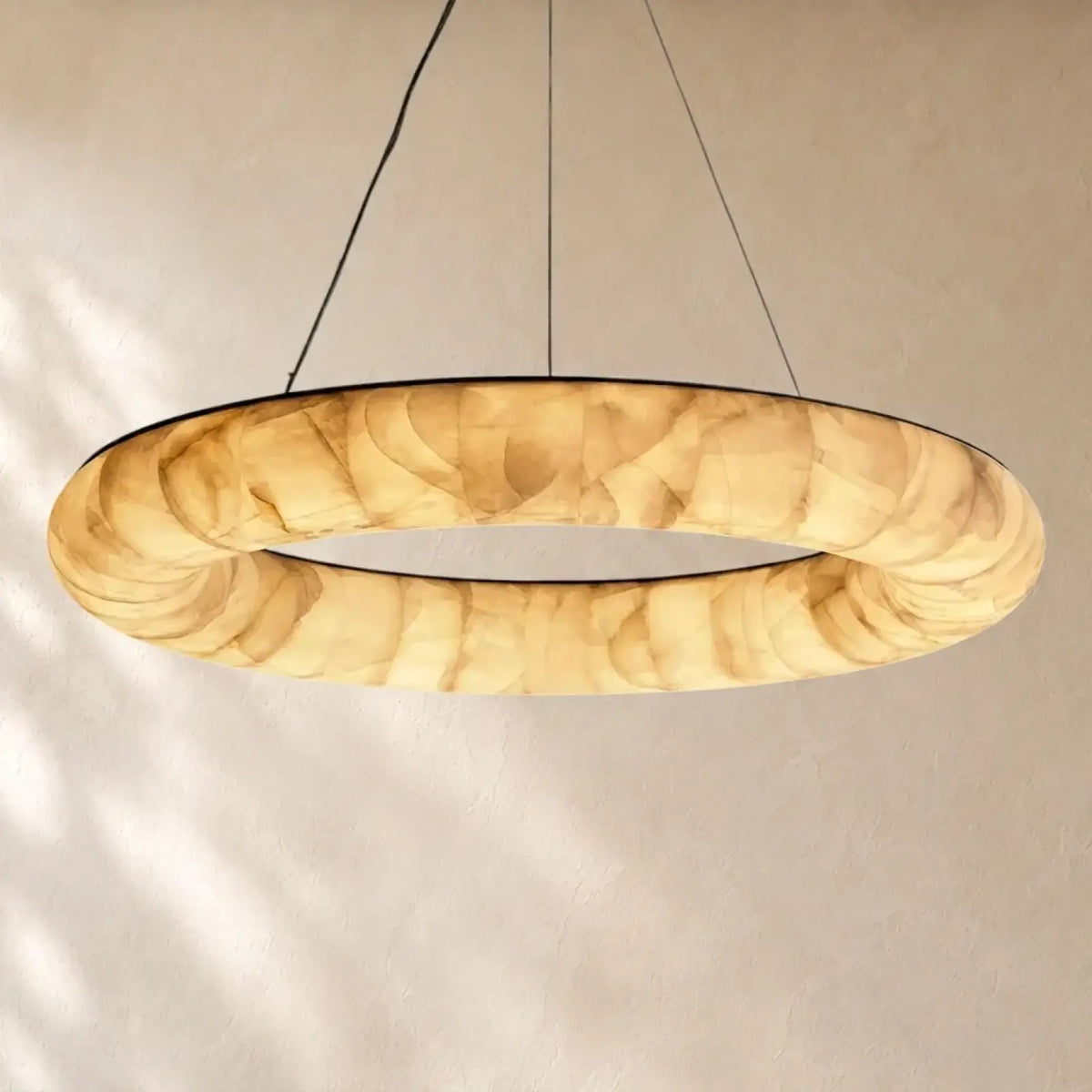 Livage Lisse Round Chandelier with Alabaster Shade - Gold / 32’’