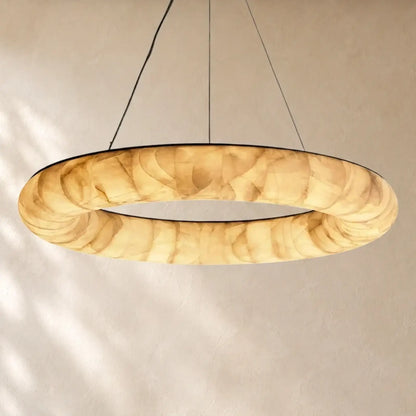 Livage Lisse Round Chandelier with Alabaster Shade - Gold / 32’’