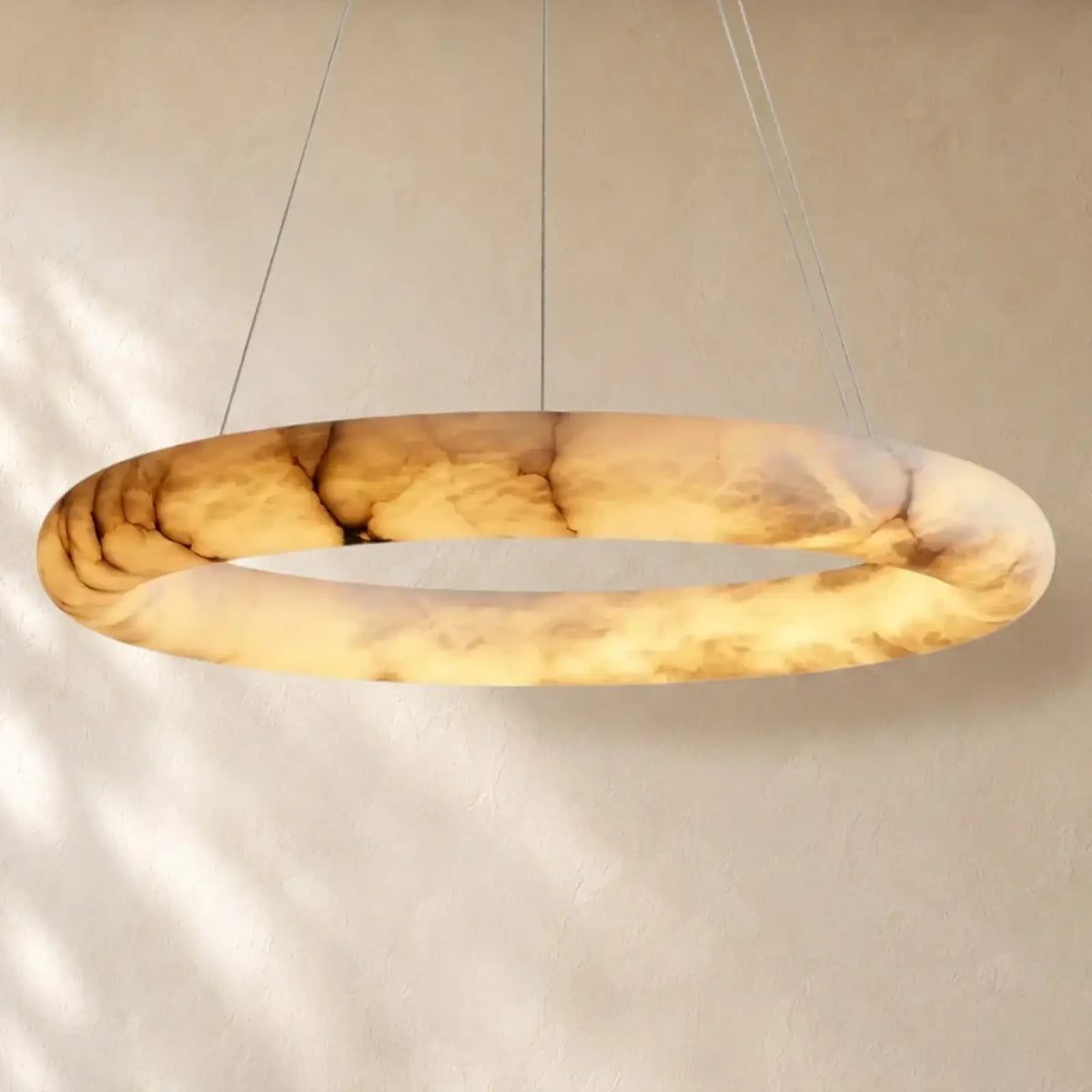 Livage Lisse Round Chandelier with Alabaster Shade - Gold / 41’’
