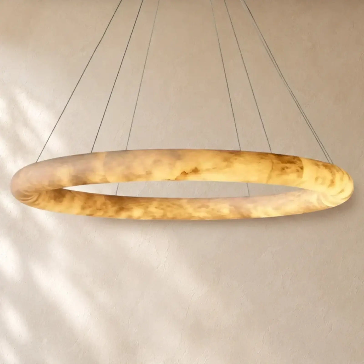 Livage Lisse Round Chandelier with Alabaster Shade - Gold / 61’’