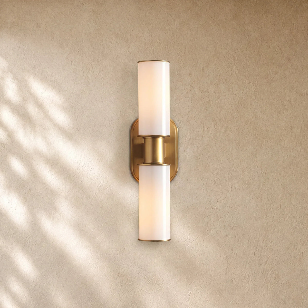 Harlins Modern Milk Glass 2-Light Wall Sconce - Brass