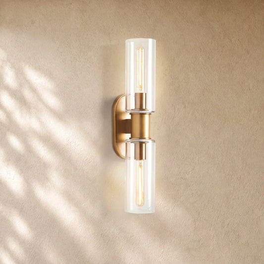 Harlins Clear Glass 2-Light Wall Sconce - Brass