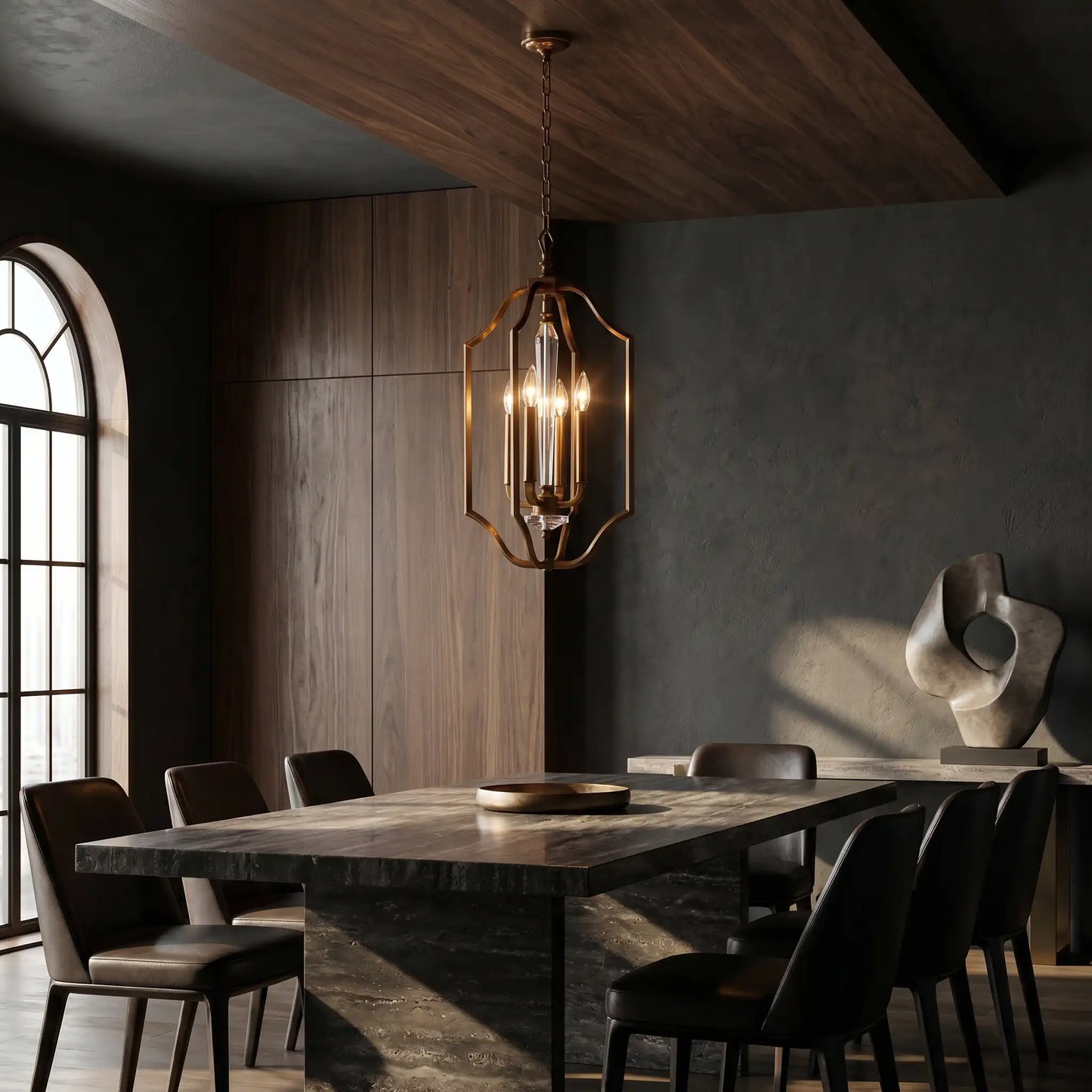Modern Open Frame Lantern Chandelier
