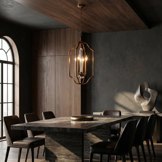 Modern Open Frame Lantern Chandelier