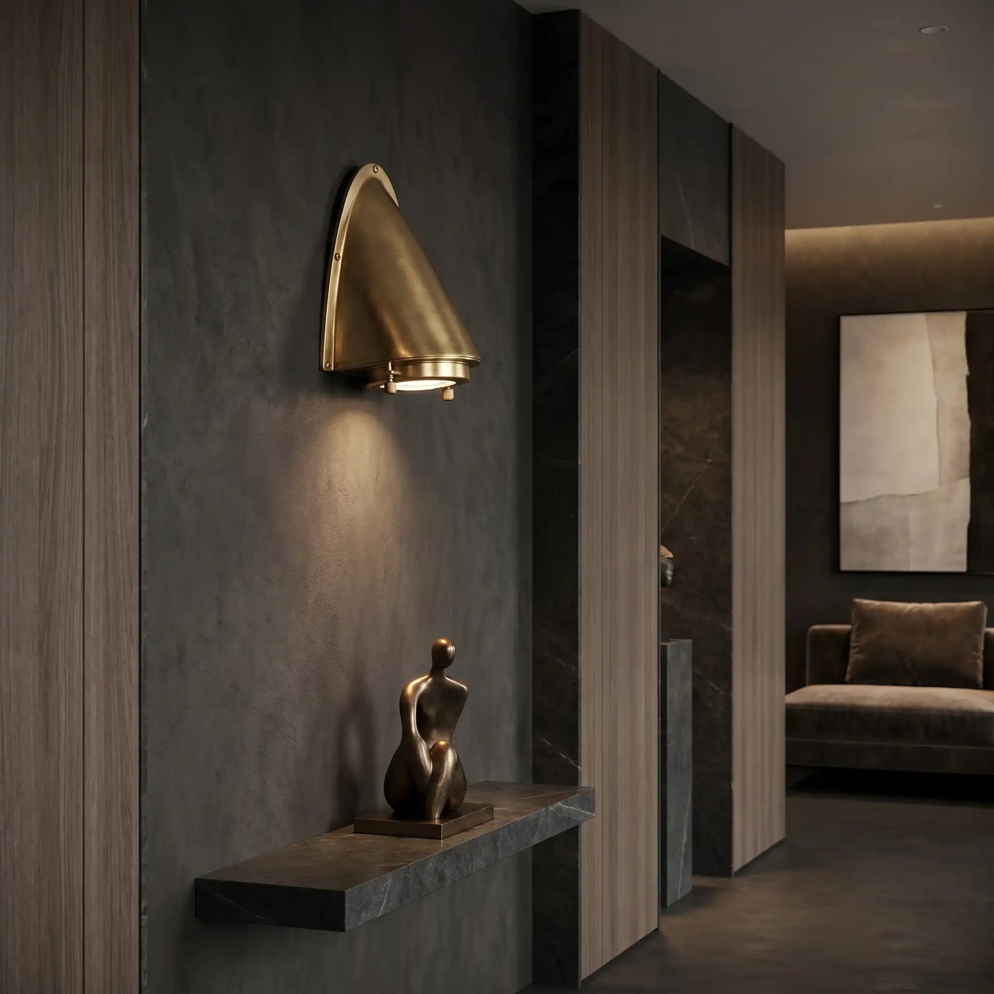 Modern Brass Outdoor Wall Light