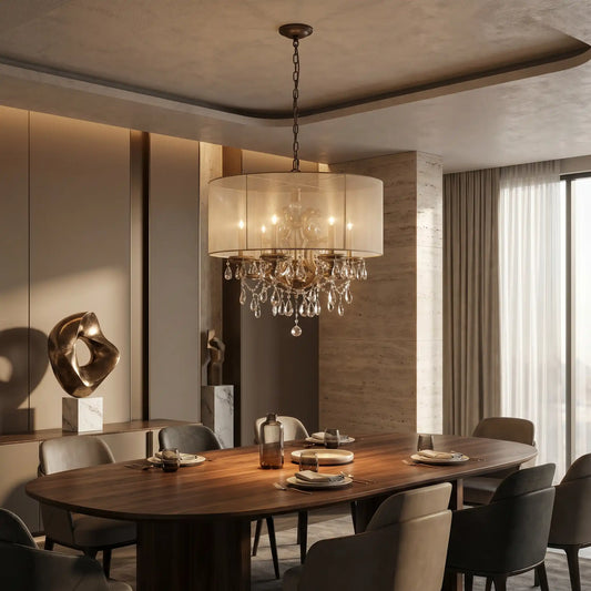 Crystal Drum Shade Chandelier