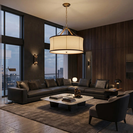 Fabric Drum Pendant Chandelier