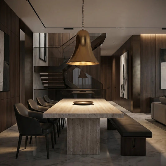 Bell-Shaped Brass Pendant Light