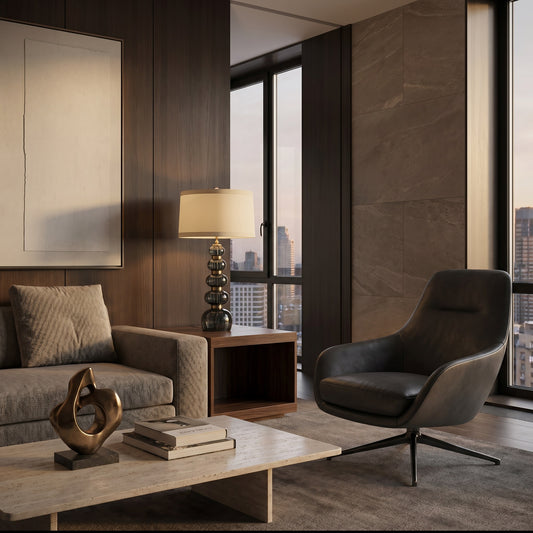 Smoky Glass Stacked Table Lamp