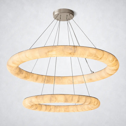 Marquise Lisa Two-Tiered Round Chandelier 61″ - Satin Nickel - Chandelier