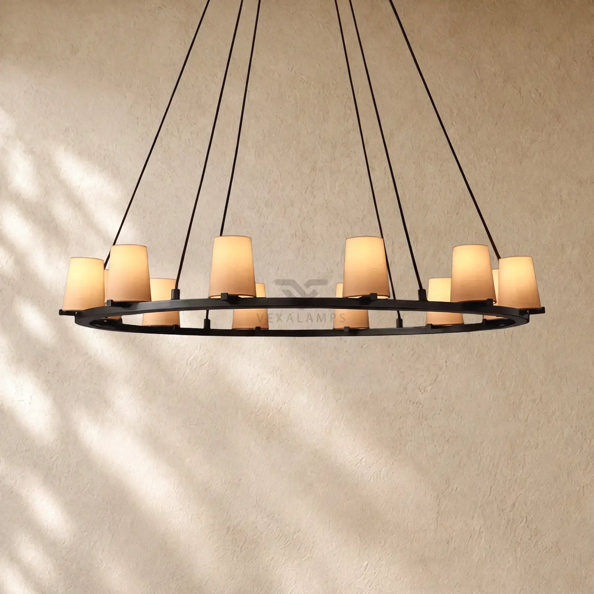Pauillacia Fabric Shade Round Chandelier