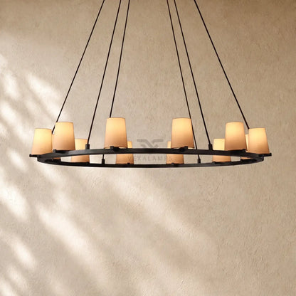 Pauillacia Fabric Shade Round Chandelier
